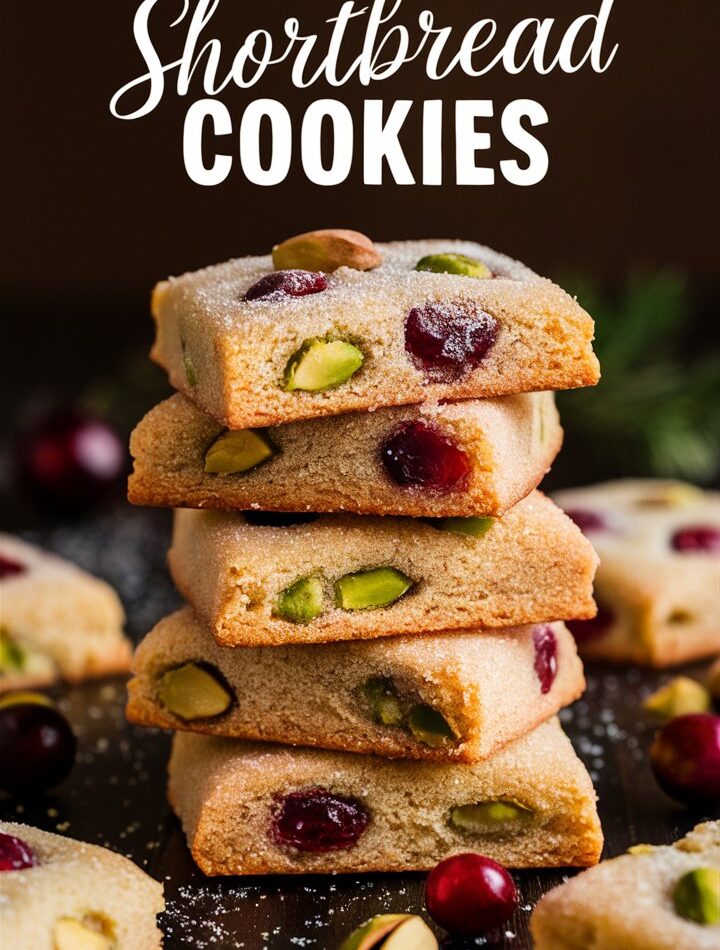 Cranberry Pistachio Shortbread Cookies