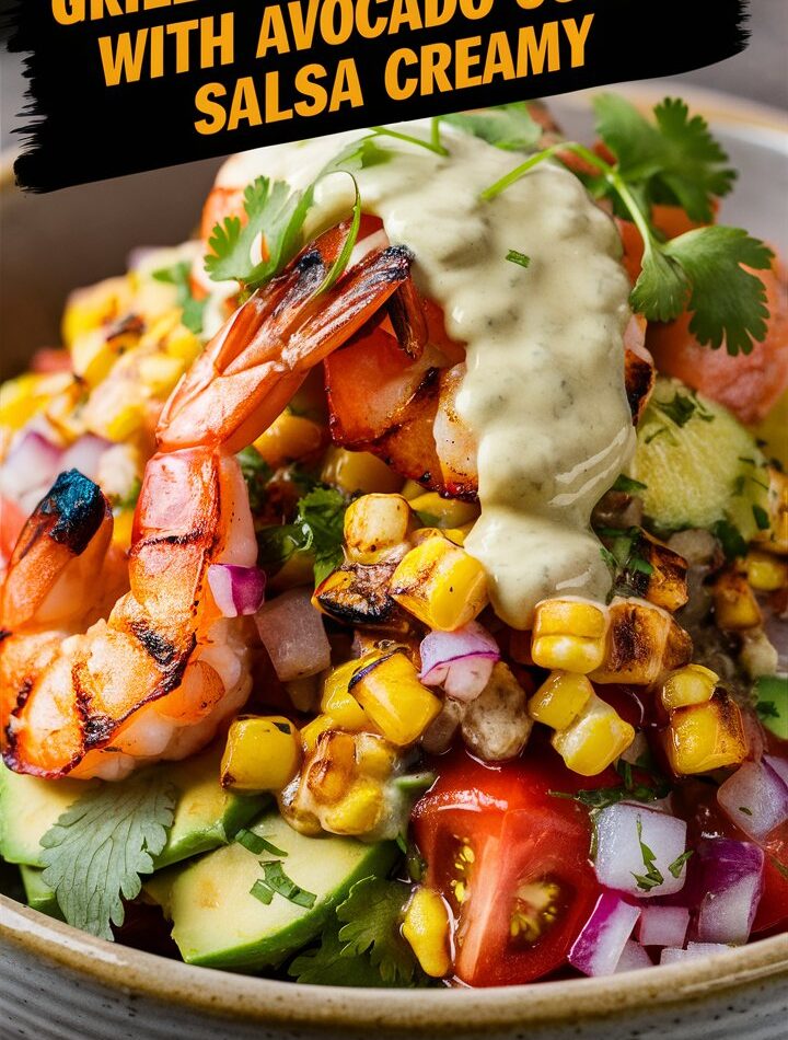Grilled Shrimp Bowl with Avocado Corn Salsa Creamy