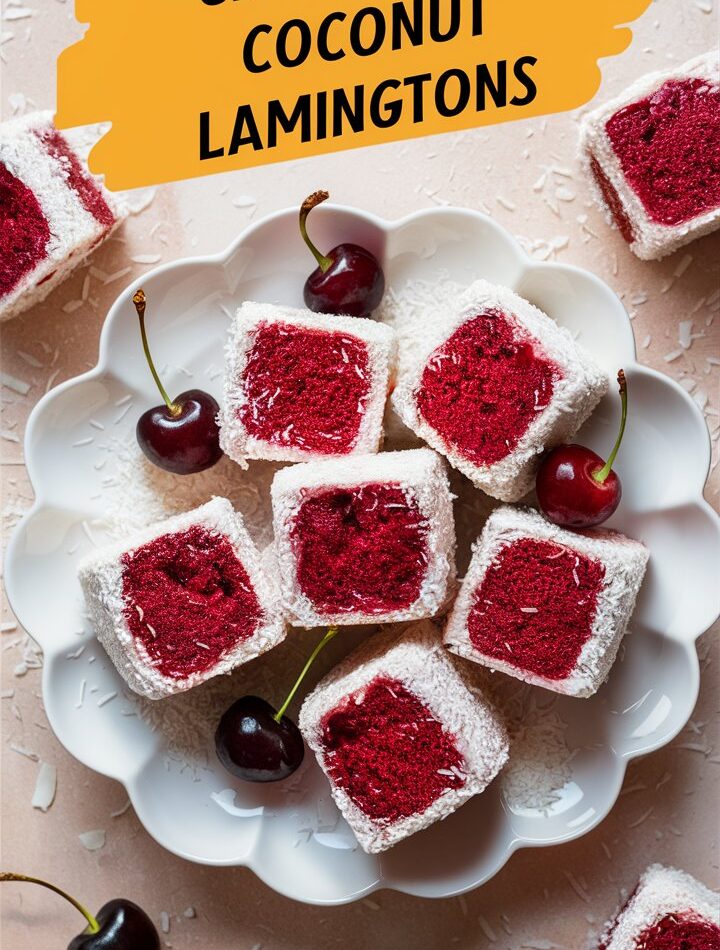 Cherry and Coconut Lamingtons