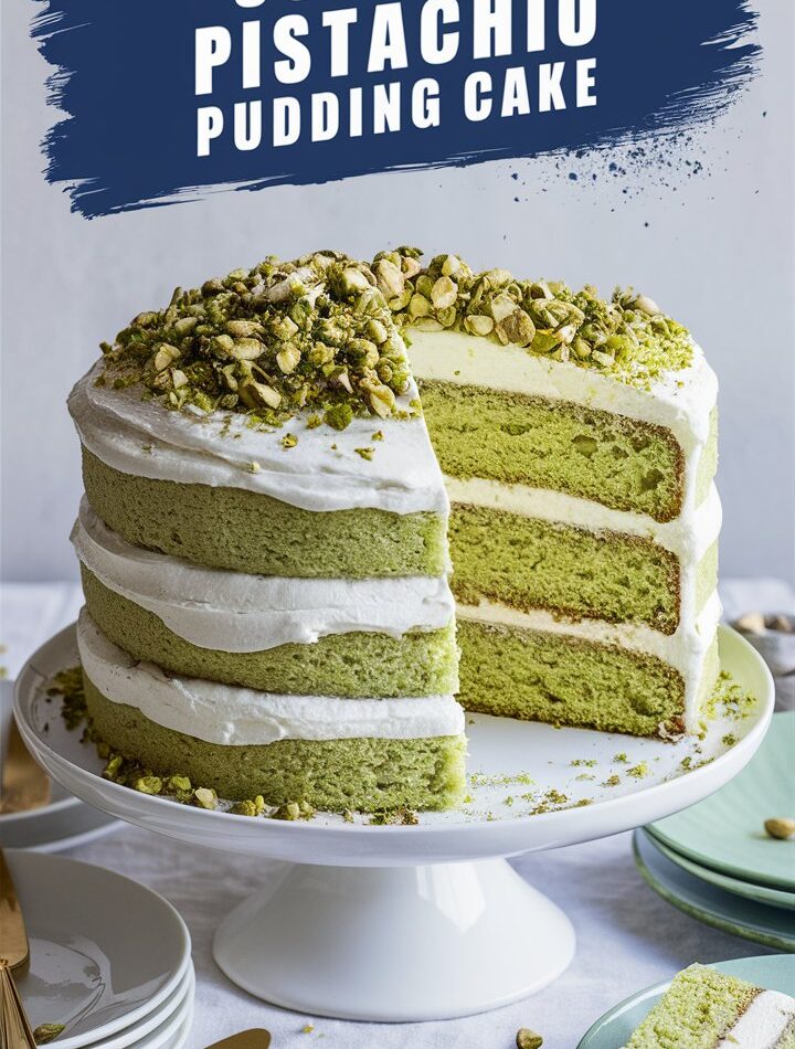 Coconut Pistachio Pudding Cake