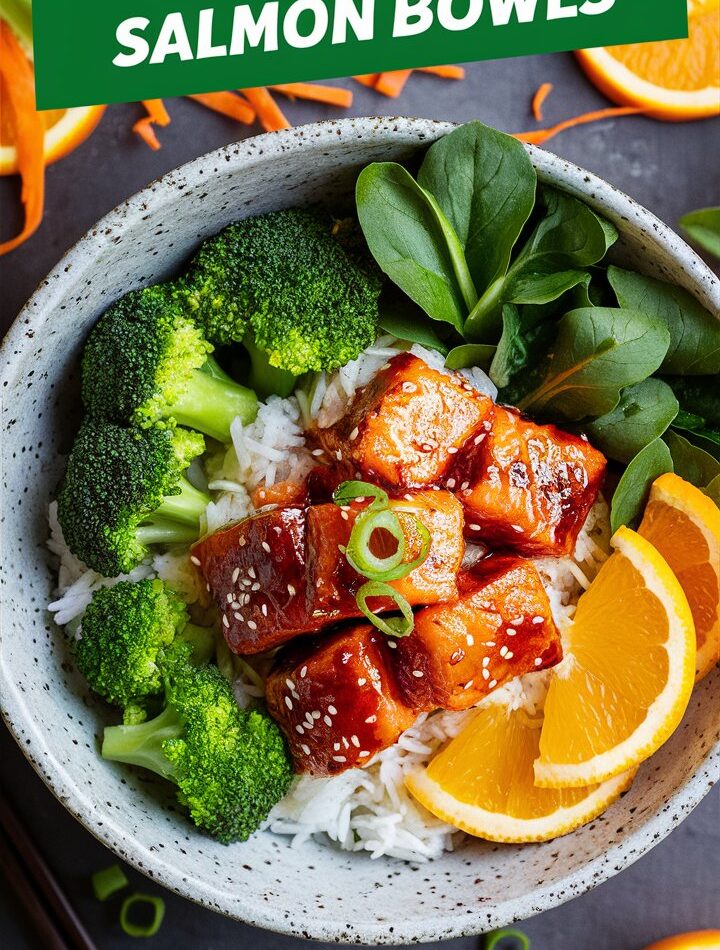 Crispy Orange Salmon Bowls