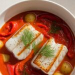 Cod in Roasted Red Pepper Sauce