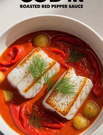 Cod in Roasted Red Pepper Sauce
