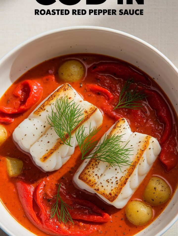 Cod in Roasted Red Pepper Sauce
